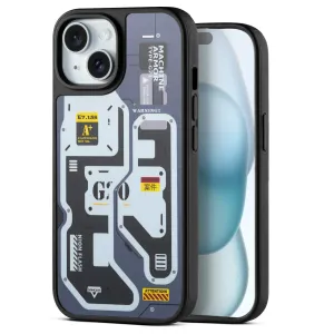 Silicone Textured Frame Printed Hard Back Case For Apple iPhone 15 With Raised Camera Bumper