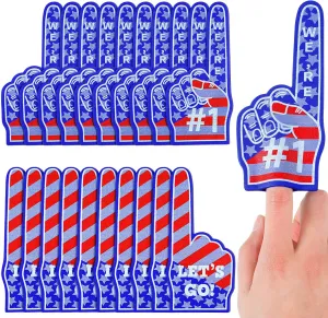 Sinmoe 48 Pieces 4th of July Mini Foam Finger #1 Sport Party Fan Favors Sports Foam Finger Basketball Baseball Football Soccer Team Cheerleader Gifts for Sporting Events Games Birthday Party Supplies