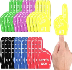 Sinmoe 48 Pieces Sport Party Favors Fan Foam Finger Mini #1 Basketball Baseball Football Soccer Team Cheerleader Gifts for Sporting Events Games Birthday Supplies