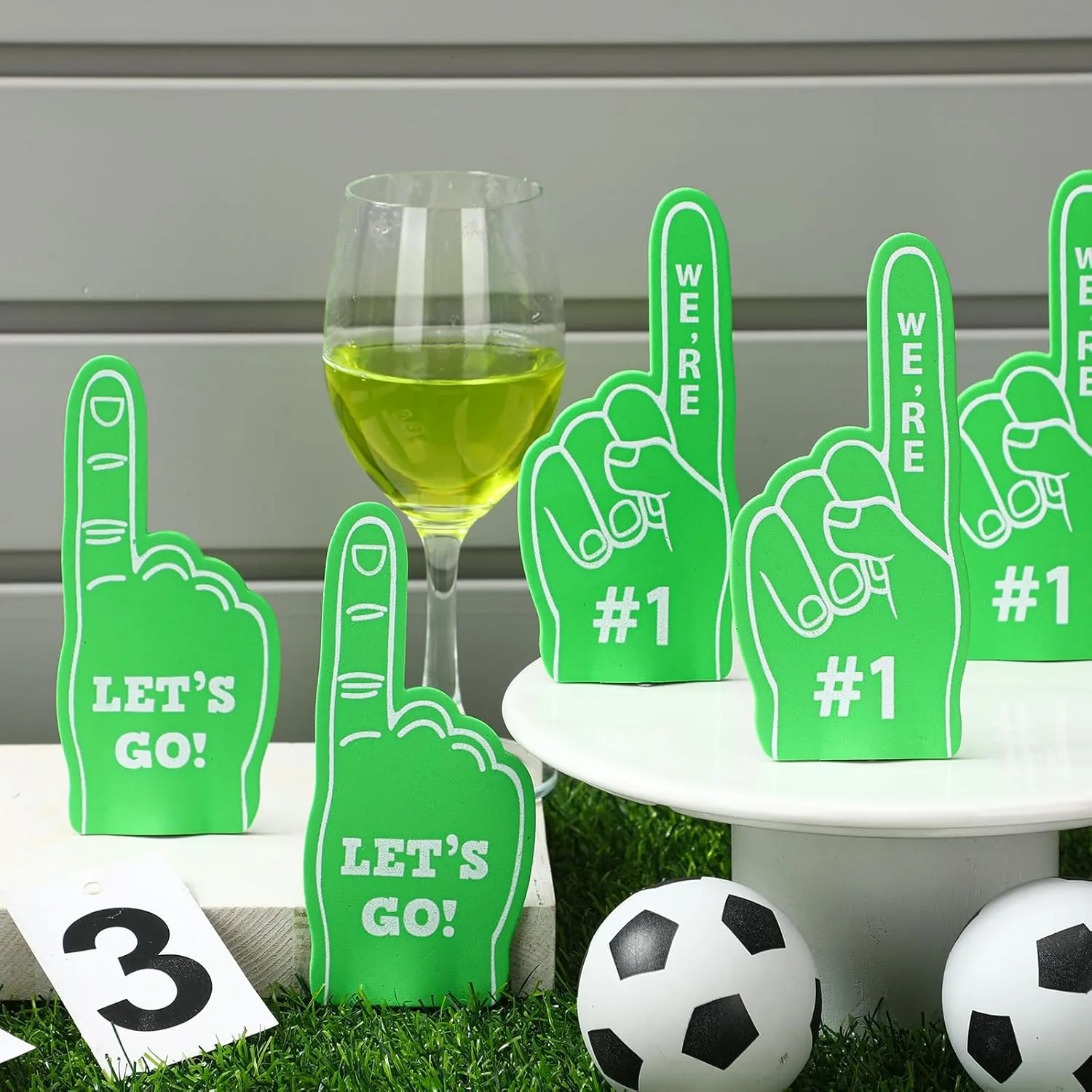Sinmoe 48 Pieces Sport Party Favors Fan Foam Finger Mini #1 Basketball Baseball Football Soccer Team Cheerleader Gifts for Sporting Events Games Birthday Supplies