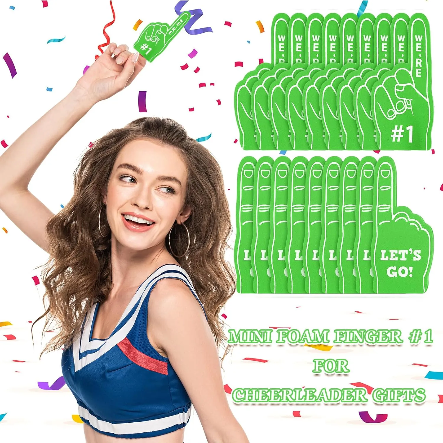 Sinmoe 48 Pieces Sport Party Favors Fan Foam Finger Mini #1 Basketball Baseball Football Soccer Team Cheerleader Gifts for Sporting Events Games Birthday Supplies