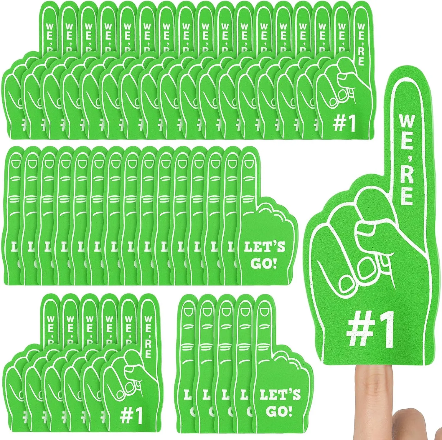 Sinmoe 48 Pieces Sport Party Favors Fan Foam Finger Mini #1 Basketball Baseball Football Soccer Team Cheerleader Gifts for Sporting Events Games Birthday Supplies