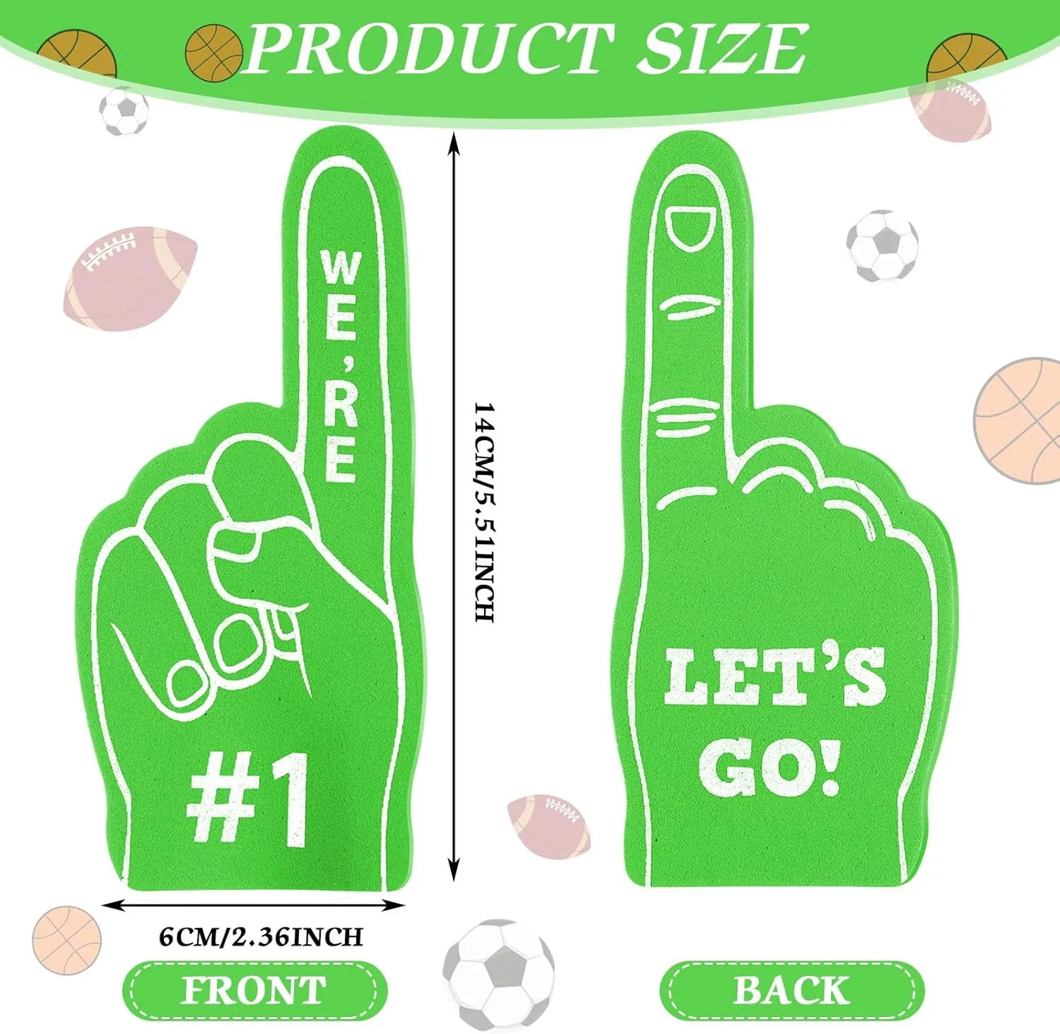 Sinmoe 48 Pieces Sport Party Favors Fan Foam Finger Mini #1 Basketball Baseball Football Soccer Team Cheerleader Gifts for Sporting Events Games Birthday Supplies