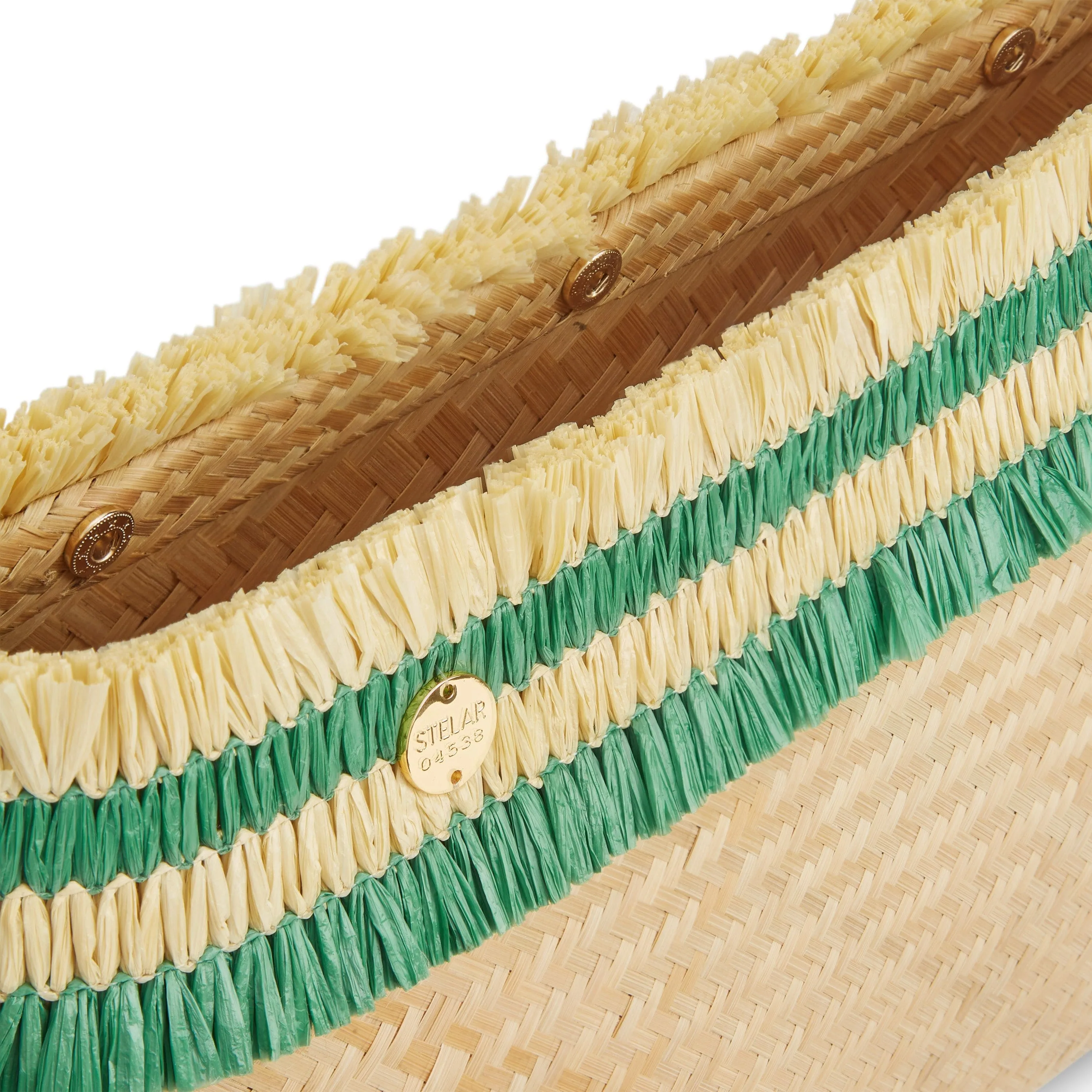Sita Raffia & Bamboo Vegan Clutch Bag | Natural & Emerald Green