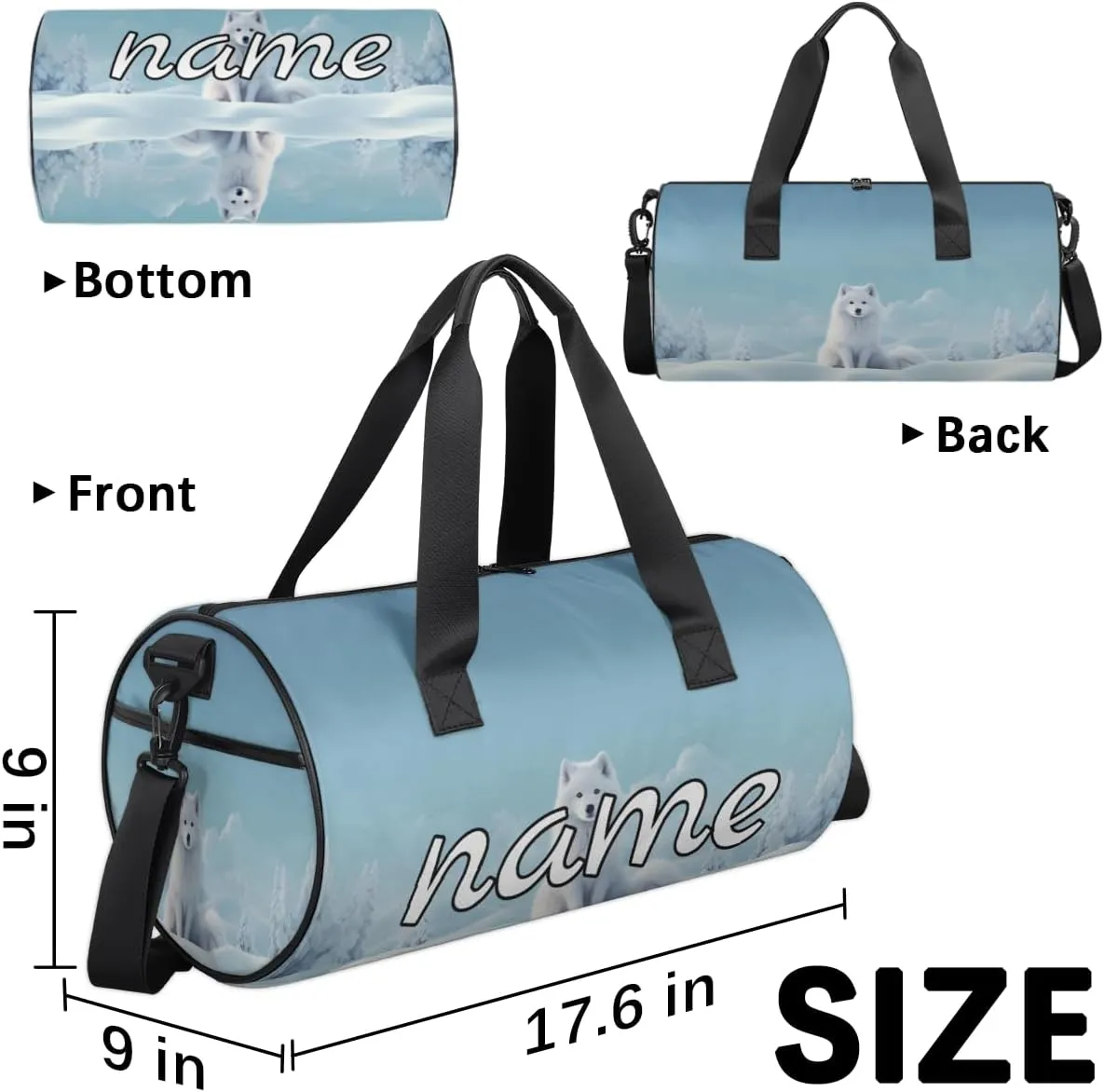 Sitting Fox Printed Personalized Dance Bags, Sitting Fox Printed Custom Sport Duffel Bag Travel Duffle Bag Overnight Weekender Bag