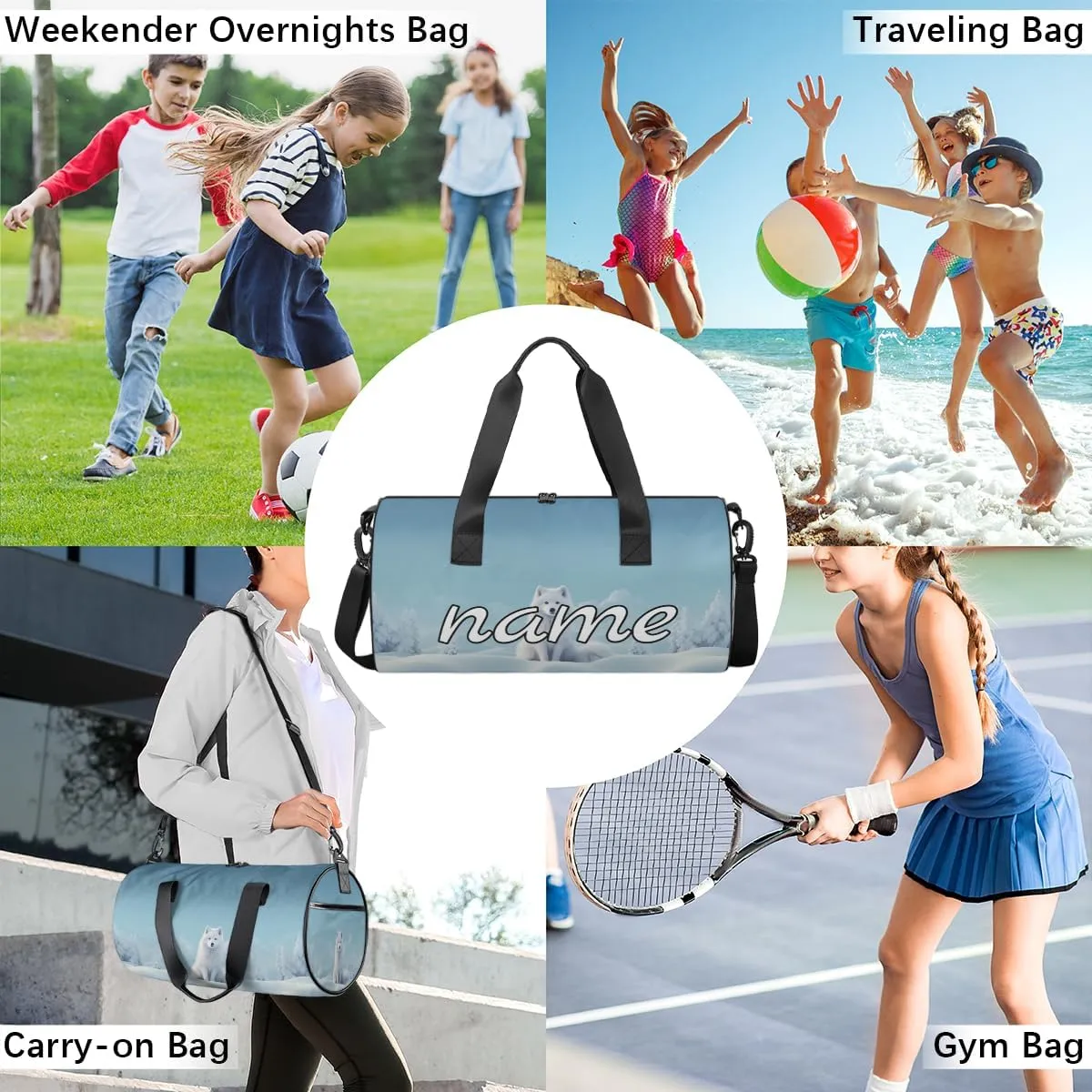 Sitting Fox Printed Personalized Dance Bags, Sitting Fox Printed Custom Sport Duffel Bag Travel Duffle Bag Overnight Weekender Bag