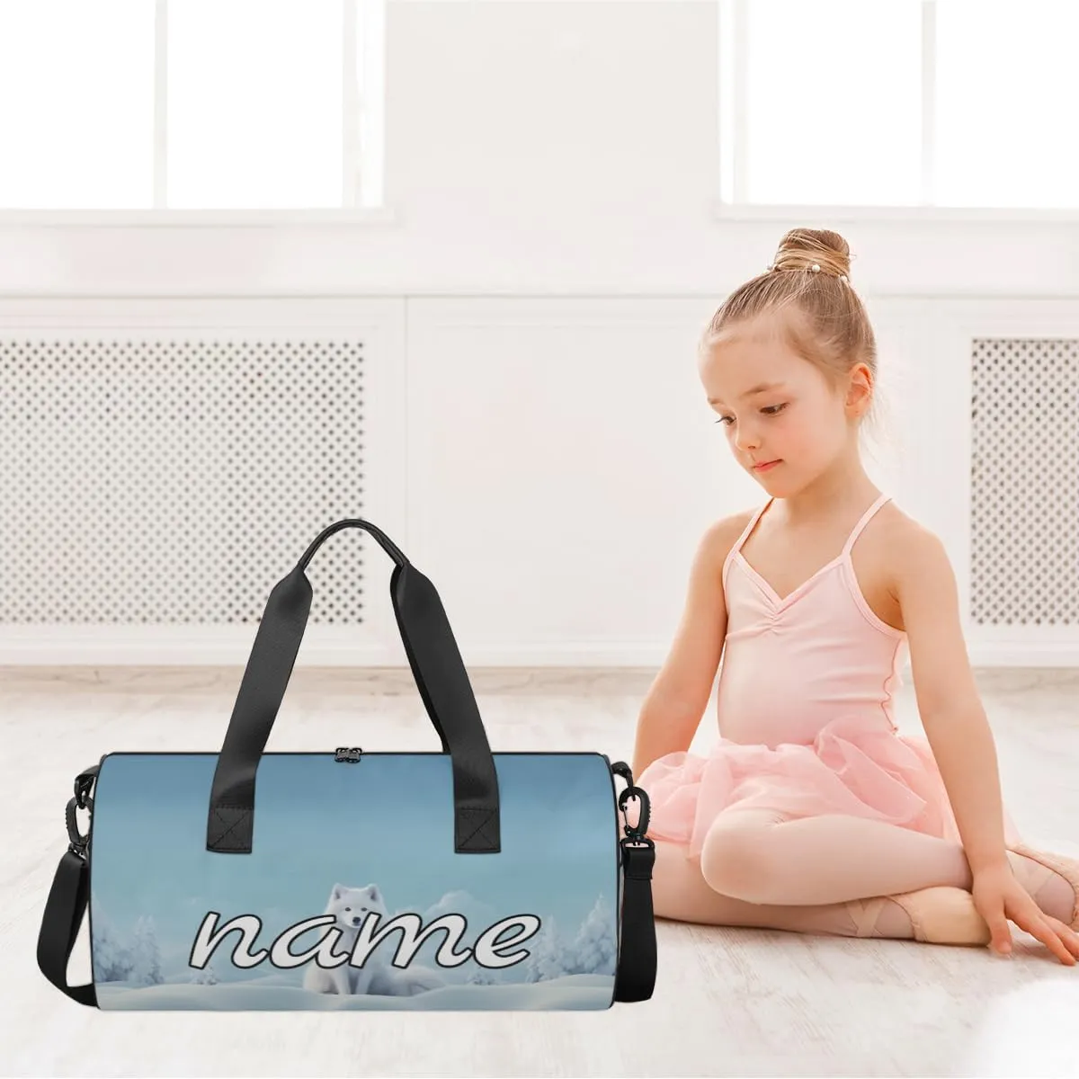 Sitting Fox Printed Personalized Dance Bags, Sitting Fox Printed Custom Sport Duffel Bag Travel Duffle Bag Overnight Weekender Bag