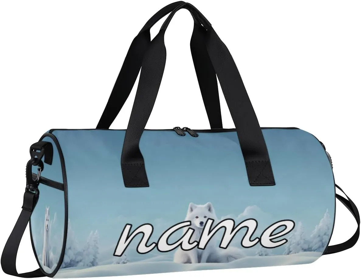 Sitting Fox Printed Personalized Dance Bags, Sitting Fox Printed Custom Sport Duffel Bag Travel Duffle Bag Overnight Weekender Bag