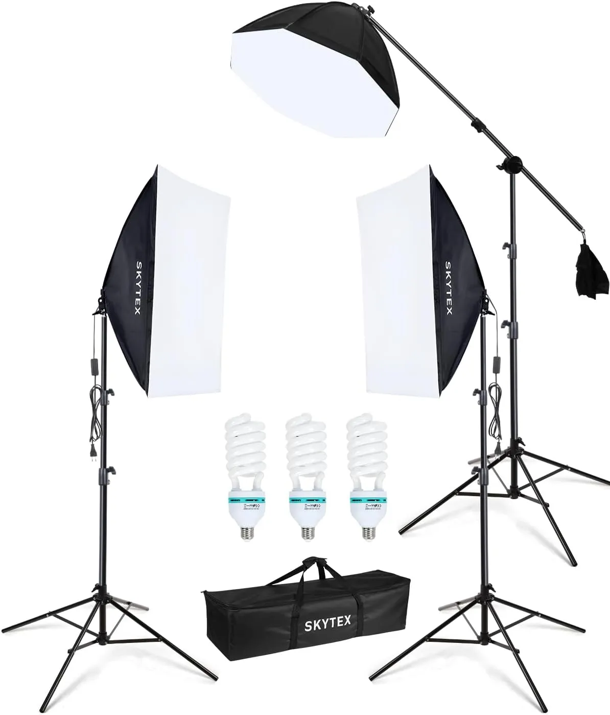 Skytex Softbox Lighting Kit 3Pack, 20x28in Soft Box | 135W 5500K E27 Bulb Continuous Photography Lighting, Photo Studio Lights Equipment for Camera Shooting, Video Recording