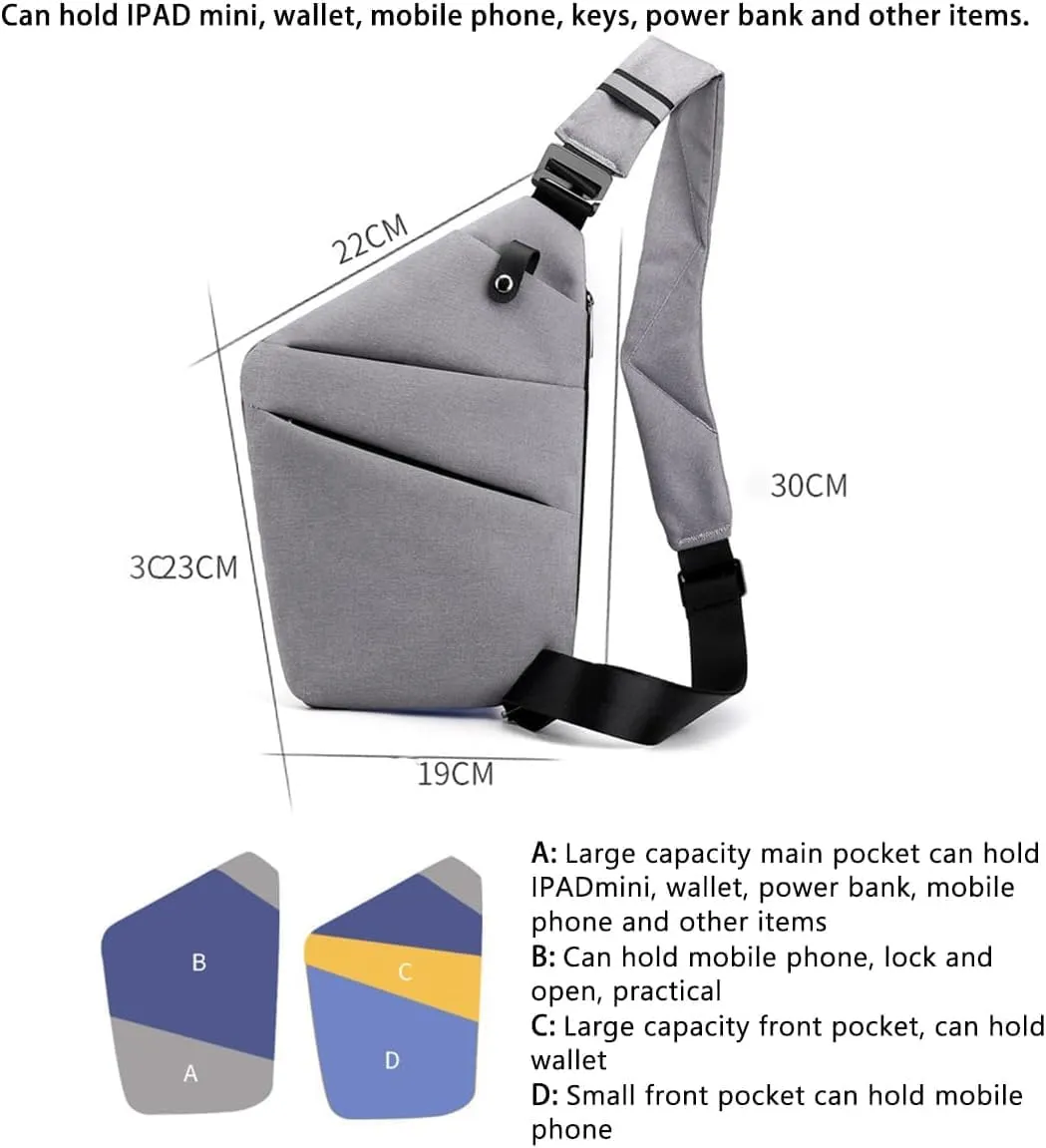 Slim Carry, The Slim Carry Sling Bag, Anti Theft Crossbody Bag, Carry Slim Carry Travel Safe Crossbody Bag (Black)
