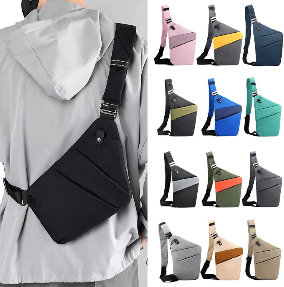 Slim Carry, The Slim Carry Sling Bag, Anti Theft Crossbody Bag, Carry Slim Carry Travel Safe Crossbody Bag (Black)