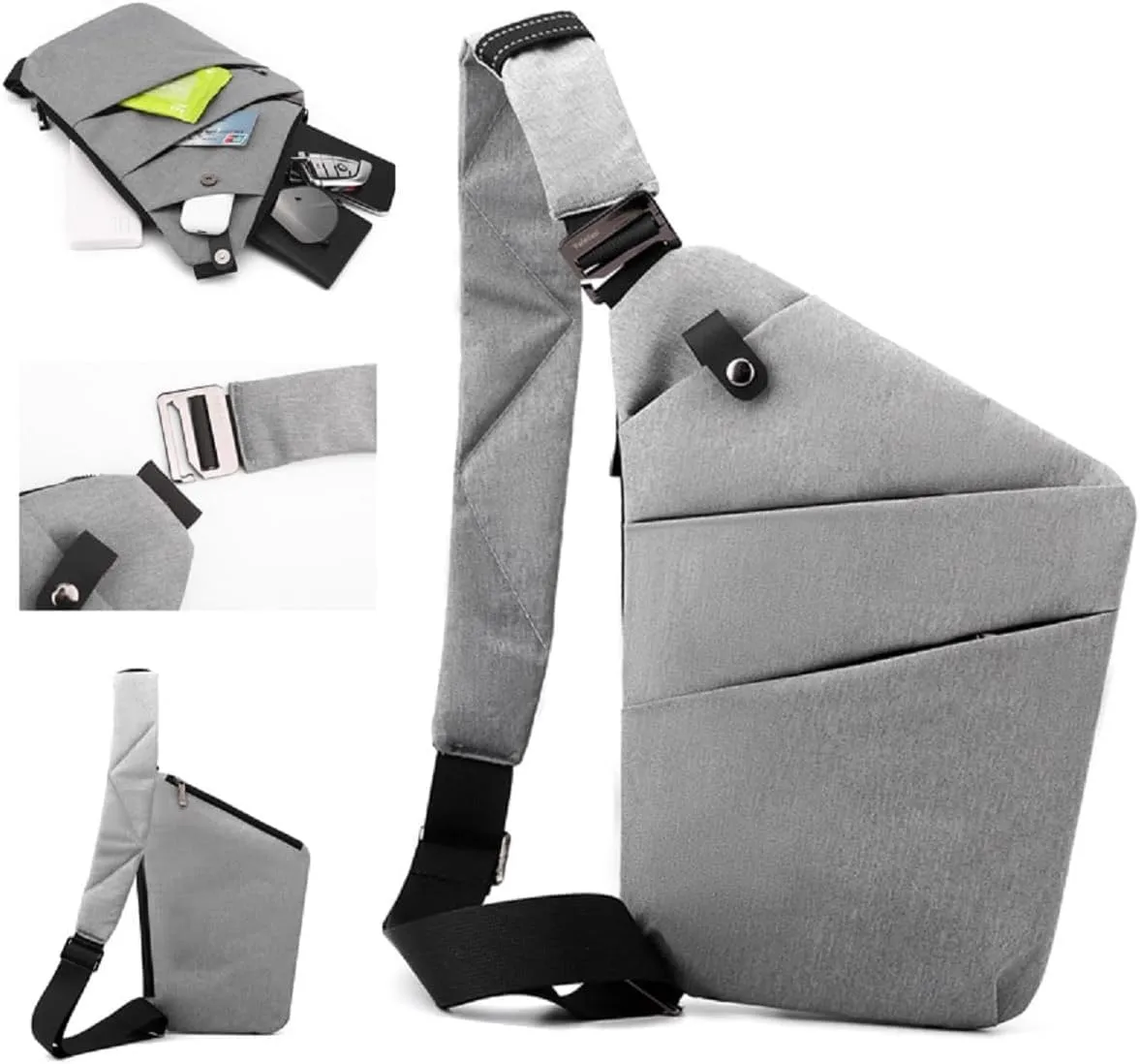 Slim Carry, The Slim Carry Sling Bag, Anti Theft Crossbody Bag, Carry Slim Carry Travel Safe Crossbody Bag (Black)