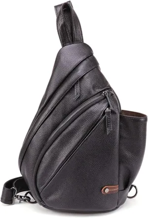 Sling Backpack Riding Chest Pack Outdoor Sports Daypack Vintage Leather Lightweight Casual Shoulder Bag