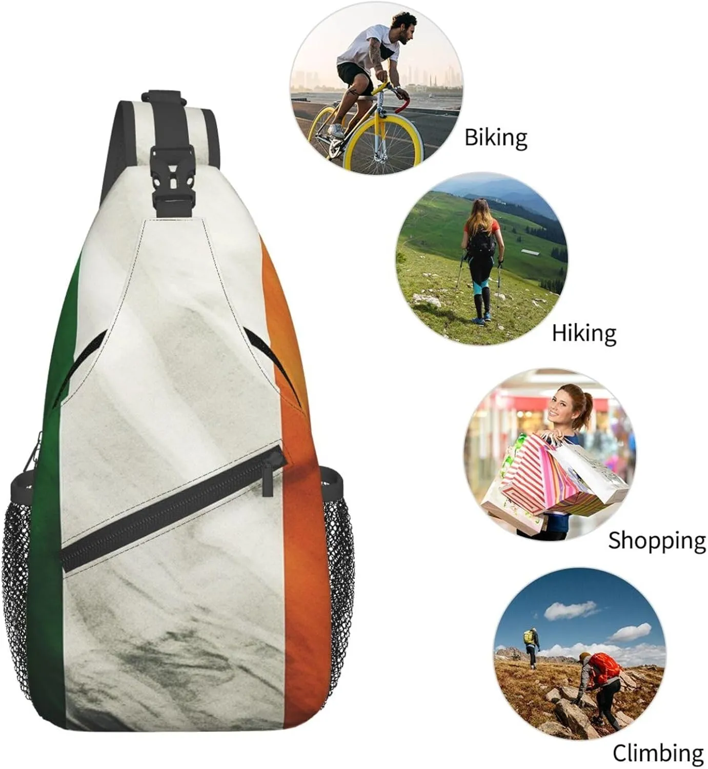 Sling Bag for Men Women Crossbody Backpack Irish Flag1 Crossbody Bag Chest Bag for Travel Sport