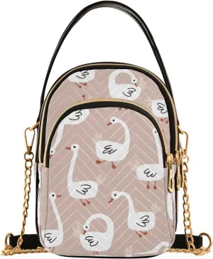 Small Crossbody Bags Cute Goose Animals Shoulder Bag for Women Quilted Wave Cross Body Bag