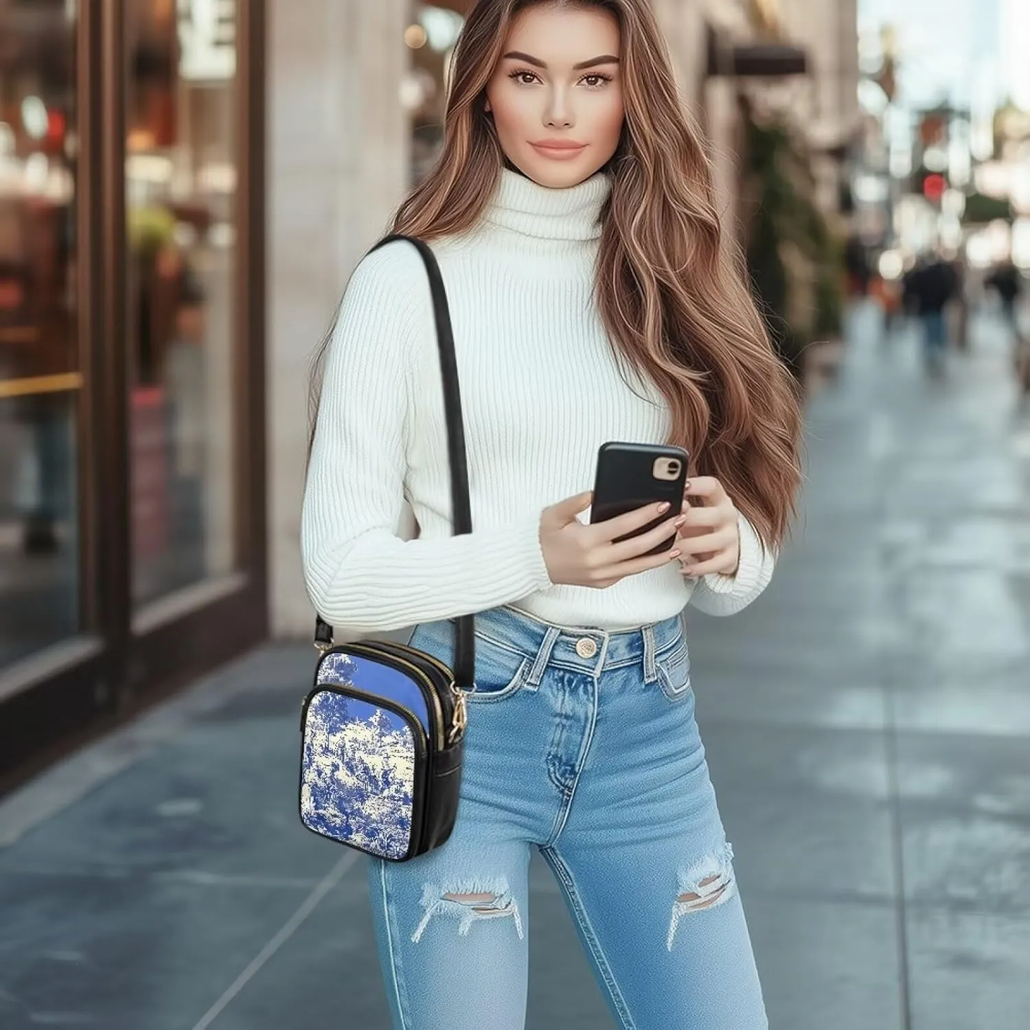 Small Crossbody Bags for Women, Daisy Sunflowers Cross Over Purse PU Leather Shoulder Handbags for Travel, Work