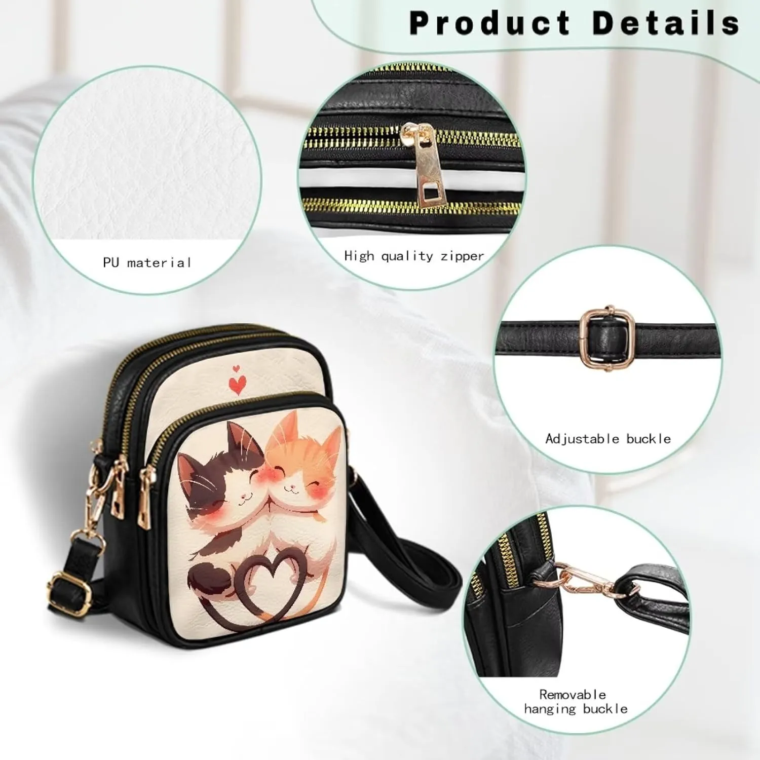 Small Crossbody Bags PU Leather Shoulder Handbags for Women, Travel Wallet Zipper Phone Pouch with Shoulder Strap