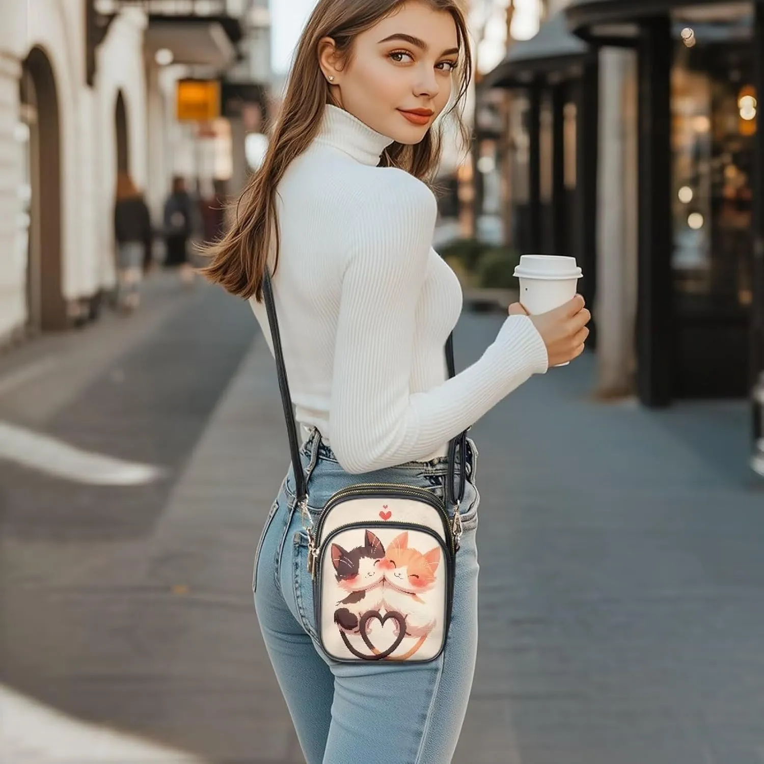 Small Crossbody Bags PU Leather Shoulder Handbags for Women, Travel Wallet Zipper Phone Pouch with Shoulder Strap