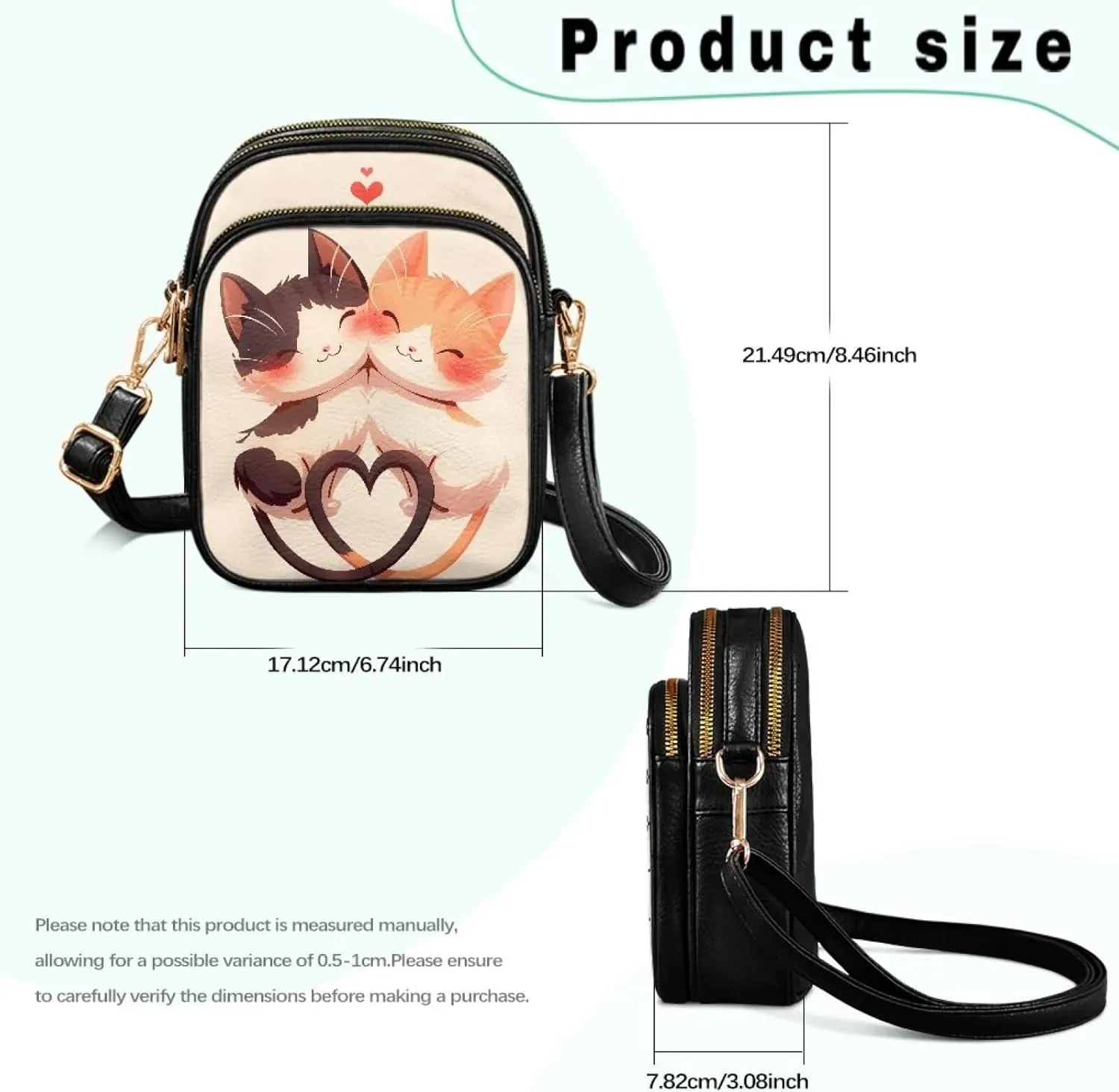 Small Crossbody Bags PU Leather Shoulder Handbags for Women, Travel Wallet Zipper Phone Pouch with Shoulder Strap