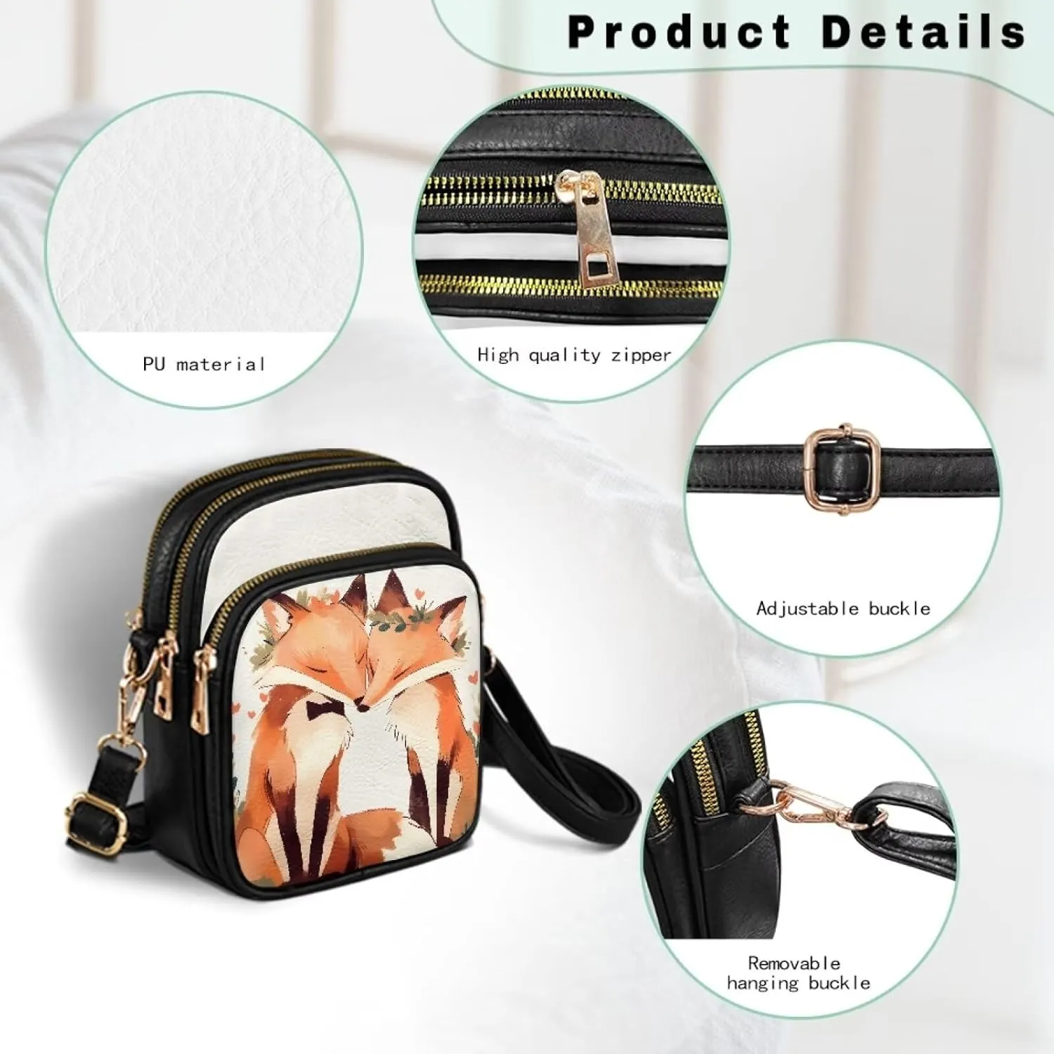 Small Crossbody Bags PU Leather Shoulder Handbags for Women, Travel Wallet Zipper Phone Pouch with Shoulder Strap