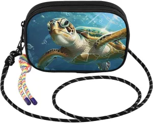 Small Crossbody Bags Swim Turtle Underwater for Women Cell Phone Purses Shoulder Bag Handbag with Adjustable Strap