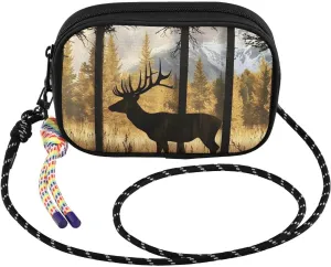 Small Crossbody Bags Vintage Forest Elk for Women Cell Phone Purses Shoulder Bag Handbag with Adjustable Strap