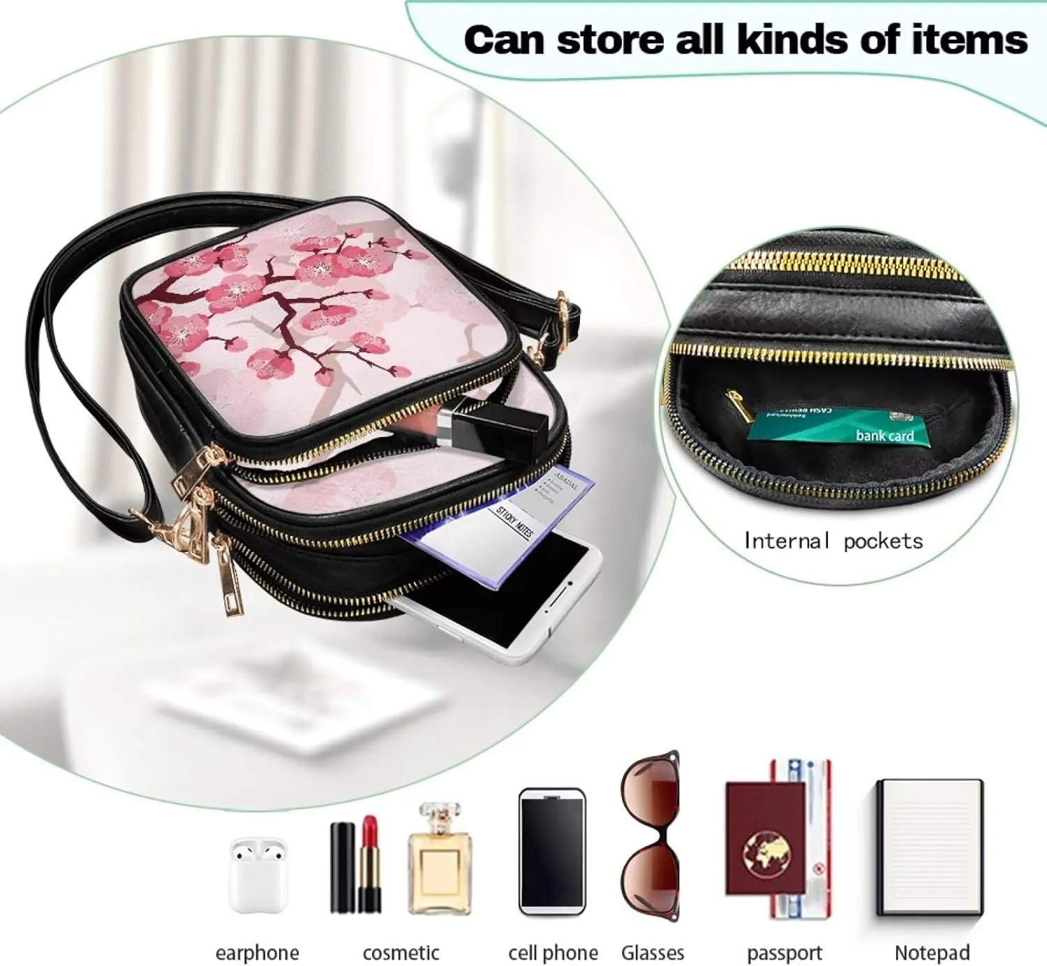 Small Crossbody Phone Bag, Hot Air Balloon PU Leather Cell Phone Purse Wallet, Mandala Folk Art Travel Sling Bag