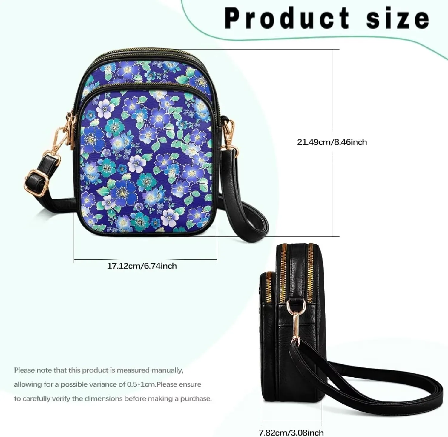 Small Crossbody Phone Bag, Hot Air Balloon PU Leather Cell Phone Purse Wallet, Mandala Folk Art Travel Sling Bag