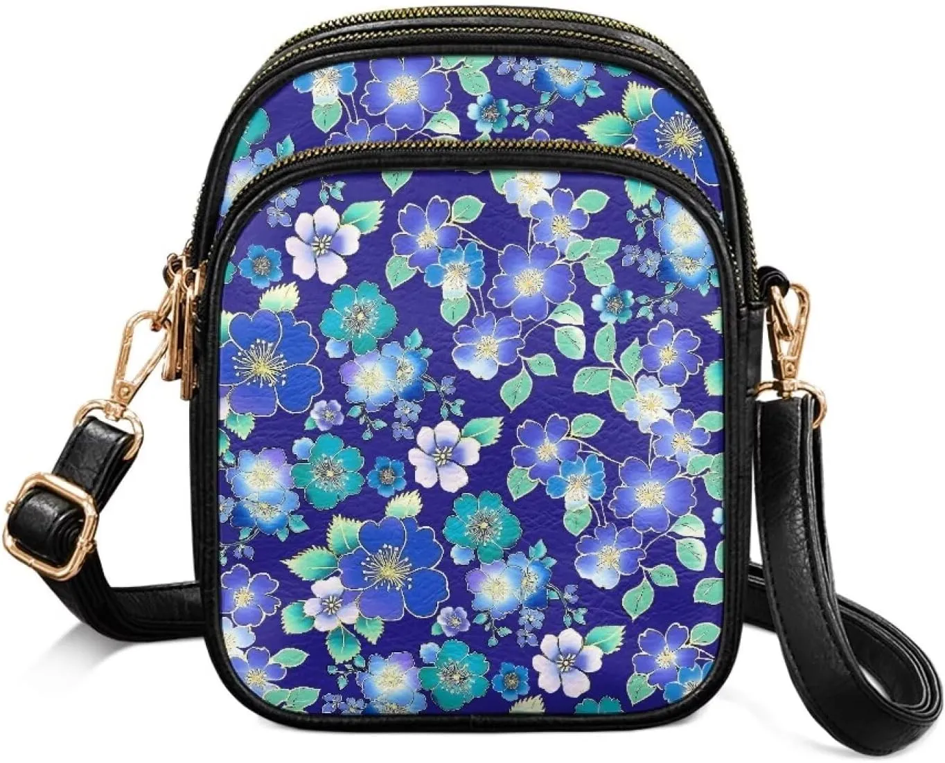 Small Crossbody Phone Bag, Hot Air Balloon PU Leather Cell Phone Purse Wallet, Mandala Folk Art Travel Sling Bag
