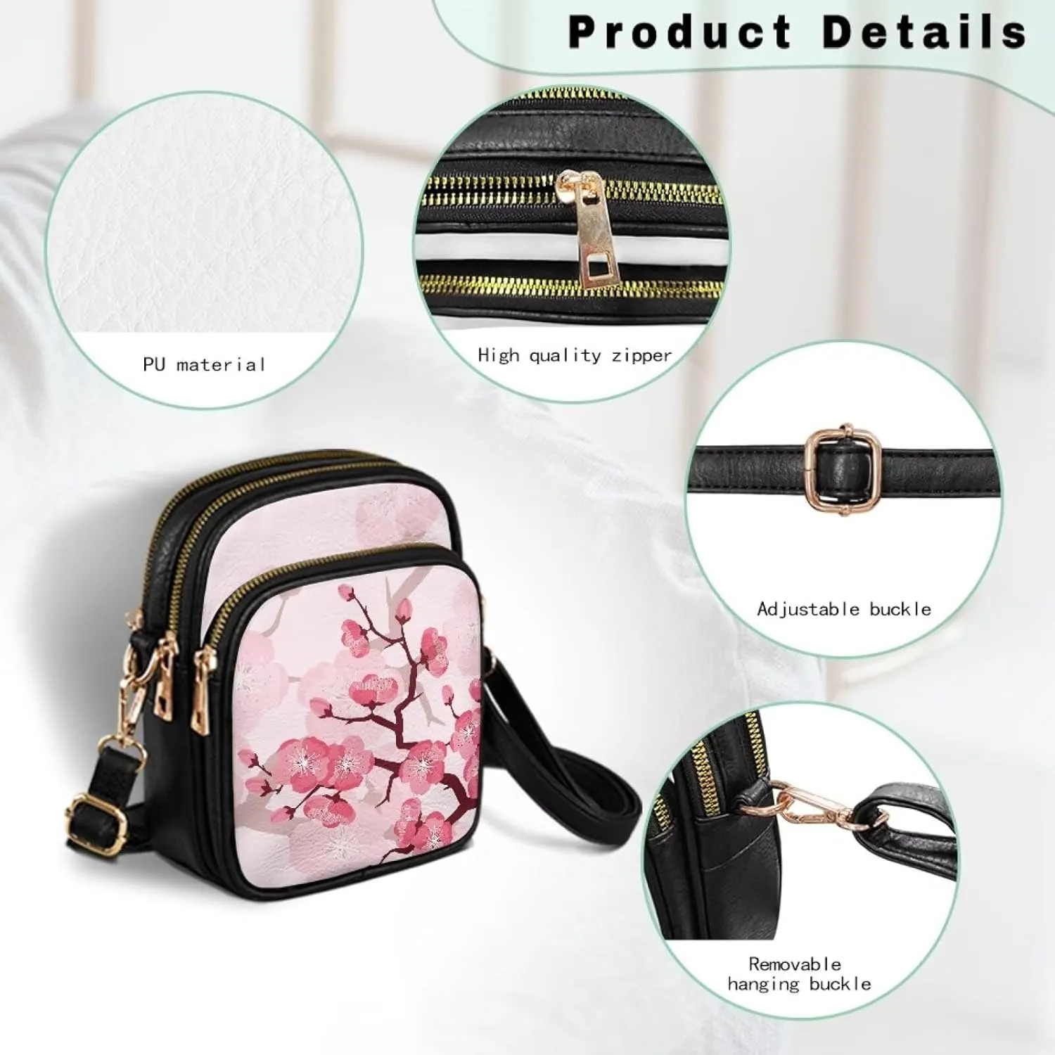 Small Crossbody Phone Bag, Hot Air Balloon PU Leather Cell Phone Purse Wallet, Mandala Folk Art Travel Sling Bag