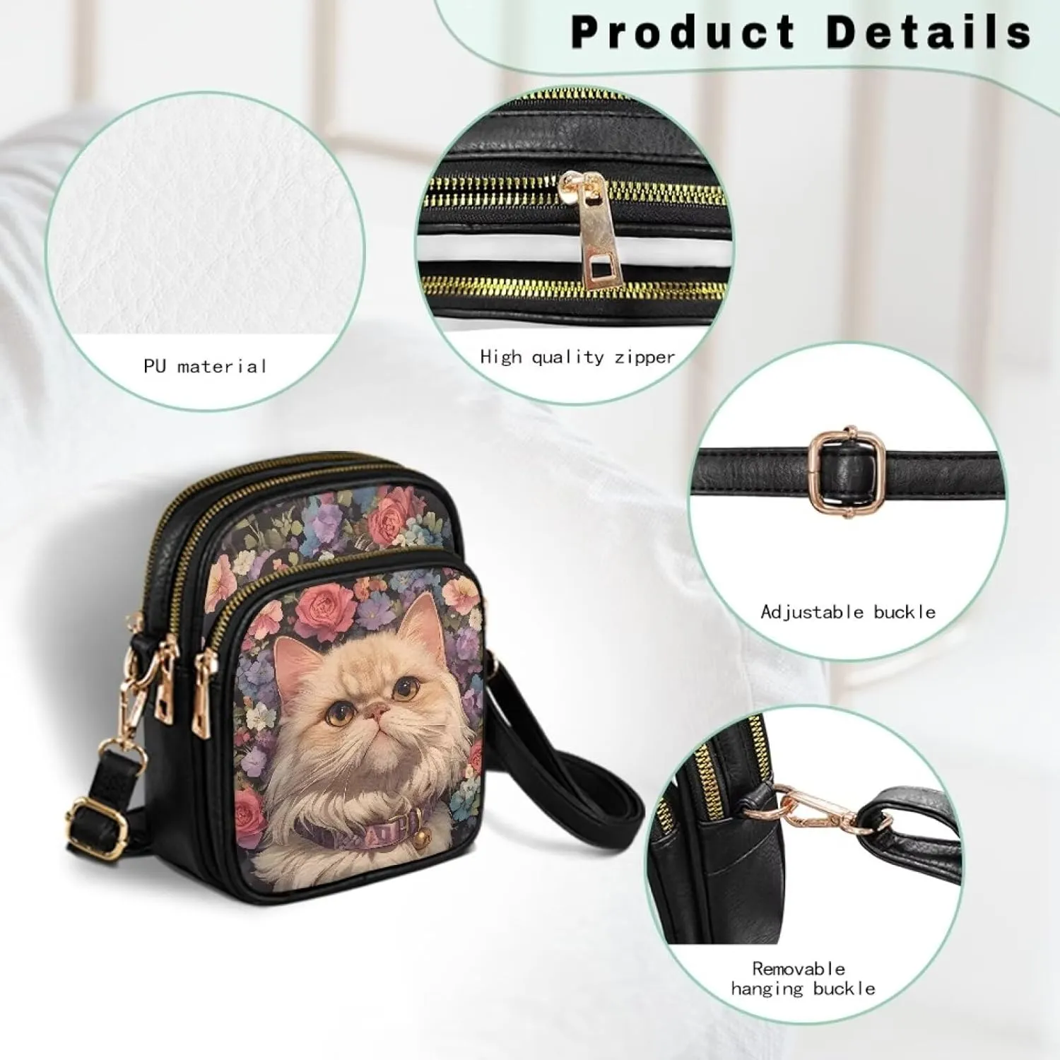 Small Crossbody Phone Bag, Hot Air Balloon PU Leather Cell Phone Purse Wallet, Mandala Folk Art Travel Sling Bag