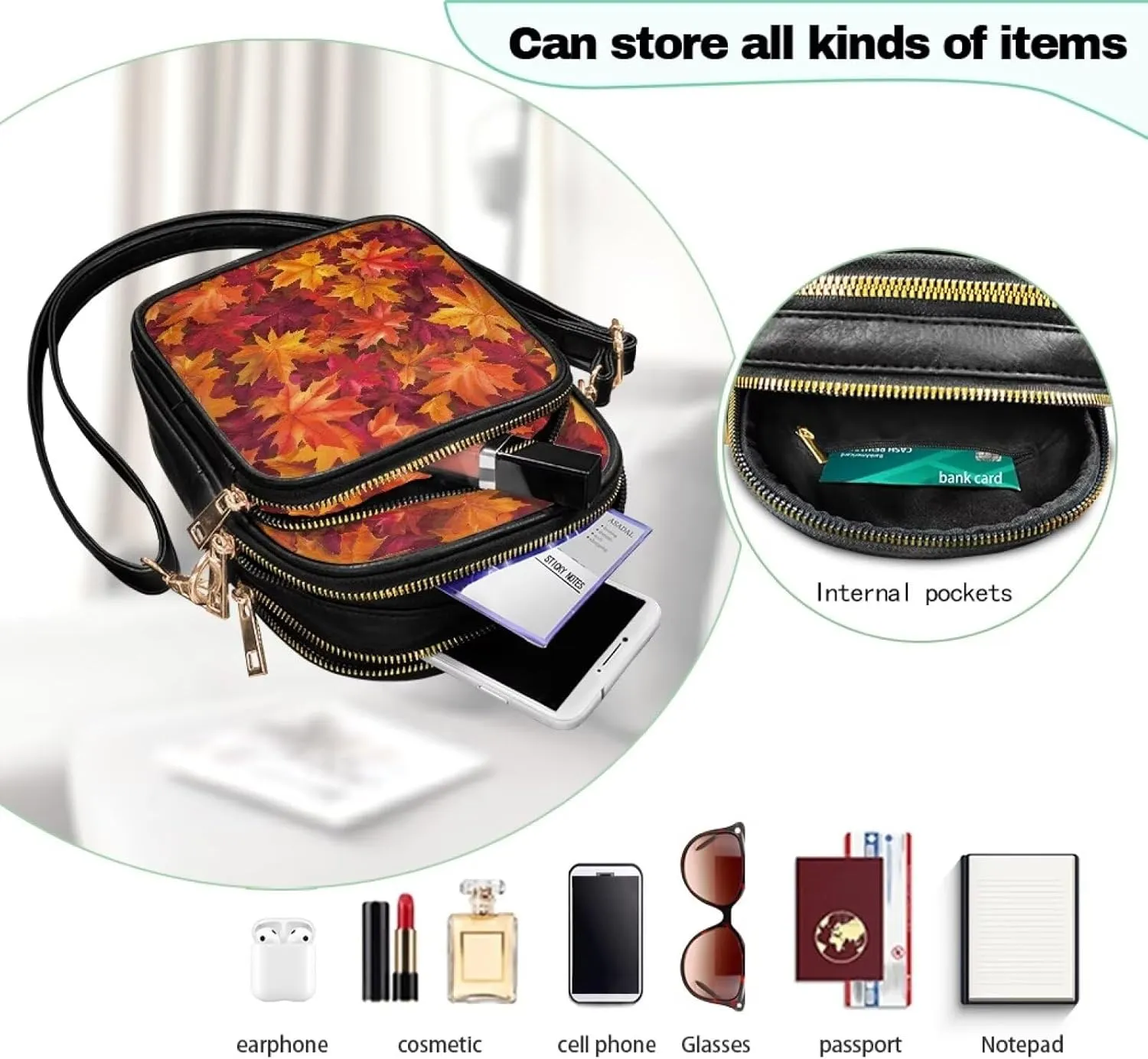 Small Crossbody Phone Bag, Hot Air Balloon PU Leather Cell Phone Purse Wallet, Mandala Folk Art Travel Sling Bag