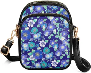 Small Crossbody Phone Bag, Hot Air Balloon PU Leather Cell Phone Purse Wallet, Mandala Folk Art Travel Sling Bag