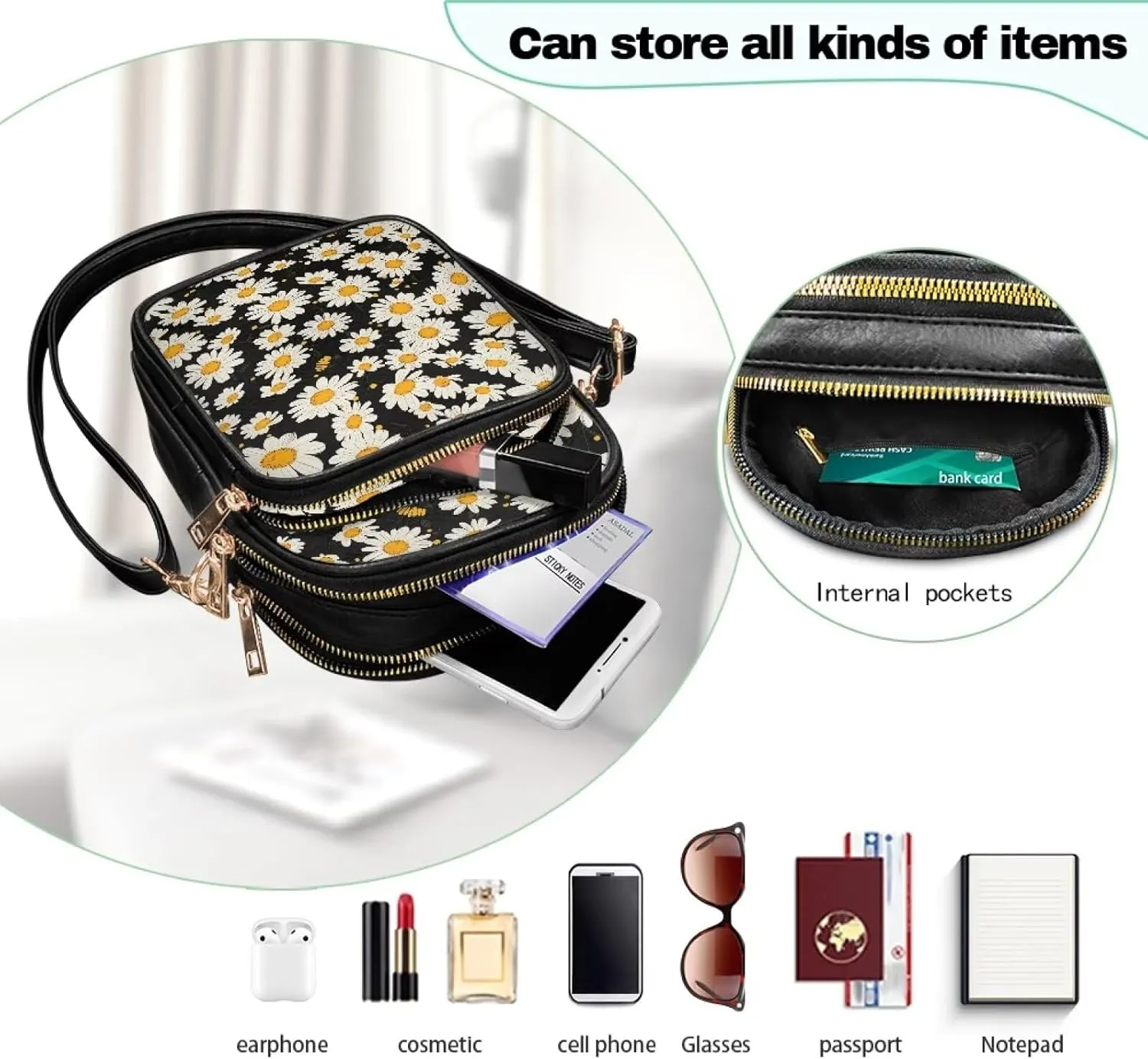 Small Crossbody Phone Bag, Hot Air Balloon PU Leather Cell Phone Purse Wallet, Mandala Folk Art Travel Sling Bag
