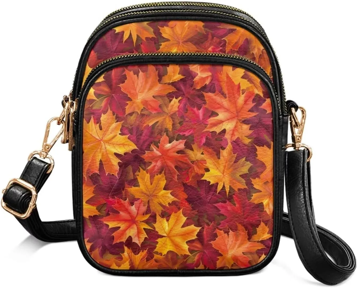 Small Crossbody Phone Bag, Hot Air Balloon PU Leather Cell Phone Purse Wallet, Mandala Folk Art Travel Sling Bag