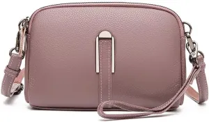 Small Genuine Leather Double Zip Camera Cross Body Purses Handbag Trendy Crossbody Bags for Women Ladies‘ Bag