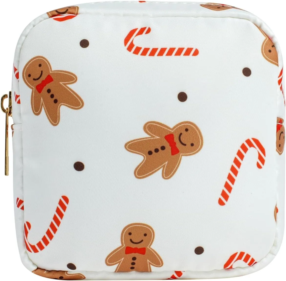 Small Waterproof Nylon Makeup Bag, Aesthetic Cosmetics Pouch and Toiletry Bag for Travel, Cute Makeup Organizer Storage Pouch for Women Girls (05Red Cane)