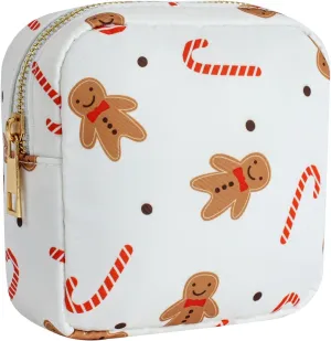 Small Waterproof Nylon Makeup Bag, Aesthetic Cosmetics Pouch and Toiletry Bag for Travel, Cute Makeup Organizer Storage Pouch for Women Girls (05Red Cane)