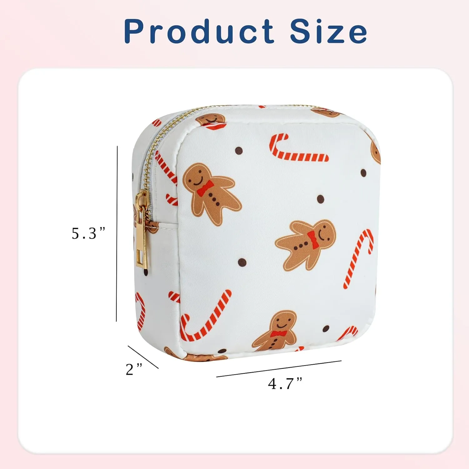 Small Waterproof Nylon Makeup Bag, Aesthetic Cosmetics Pouch and Toiletry Bag for Travel, Cute Makeup Organizer Storage Pouch for Women Girls (05Red Cane)
