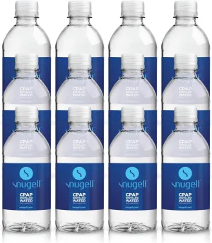 Snugell Distilled Water for CPAP Machines, Travel Size Bottles (12-Pack, 12 oz Each) – Up to 15 Days Supply – Clean, Multi-Use, Travel-Friendly, Made in USA