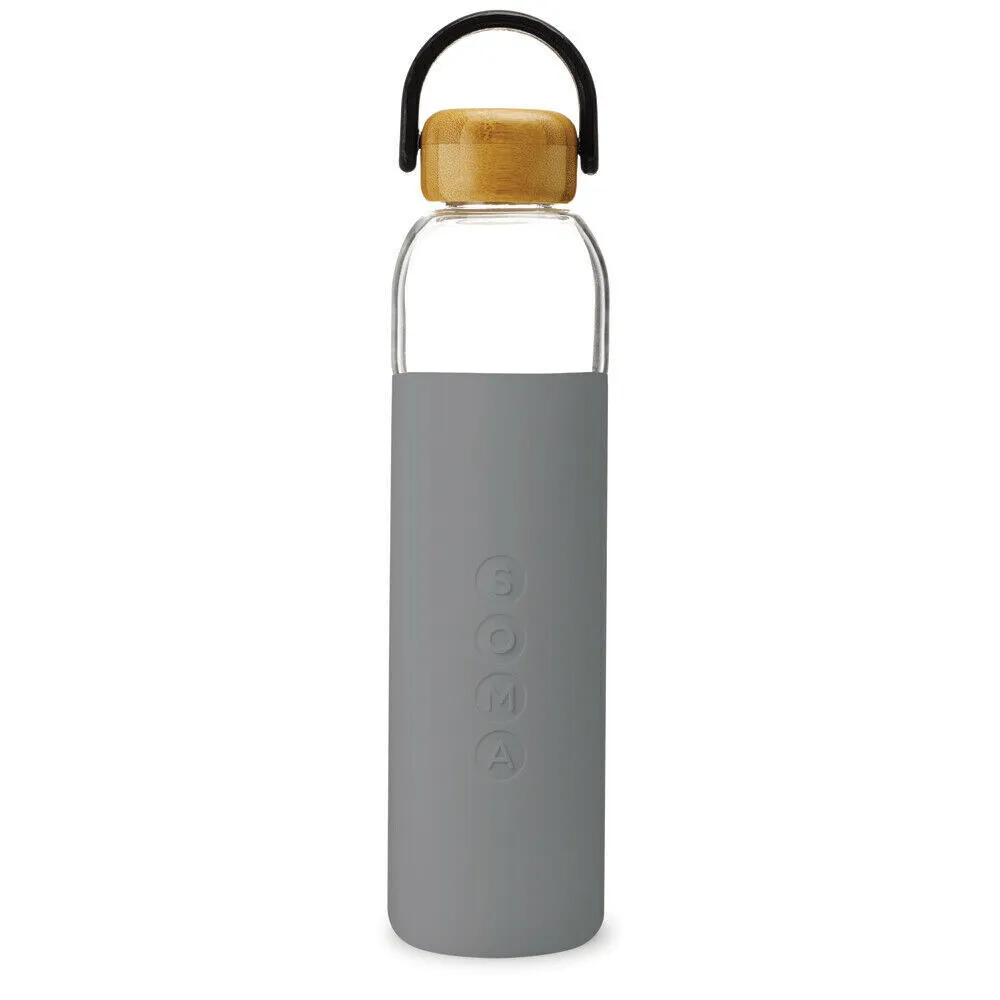 Soma Eco Bamboo Glass Water Bottle Grey 740ml BPA Free