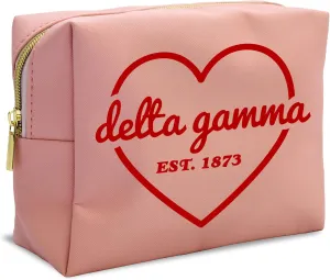 Sorority Shop Delta Gamma Makeup Bag - Multi-Purpose PU Leather, Water-Resistant Makeup travel bag with Licensed Design and Zipper Closure, Perfect Delta Gamma Sorority Gifts for Women