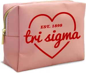 Sorority Shop Sigma Sigma Sigma Makeup Bag - Multi-Purpose PU Leather, Water-Resistant Makeup travel bag with Licensed Design and Zipper Closure, Perfect Tri Sigma Sorority Gifts for Women