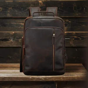 Spacious Crazy Horse Leather Backpack