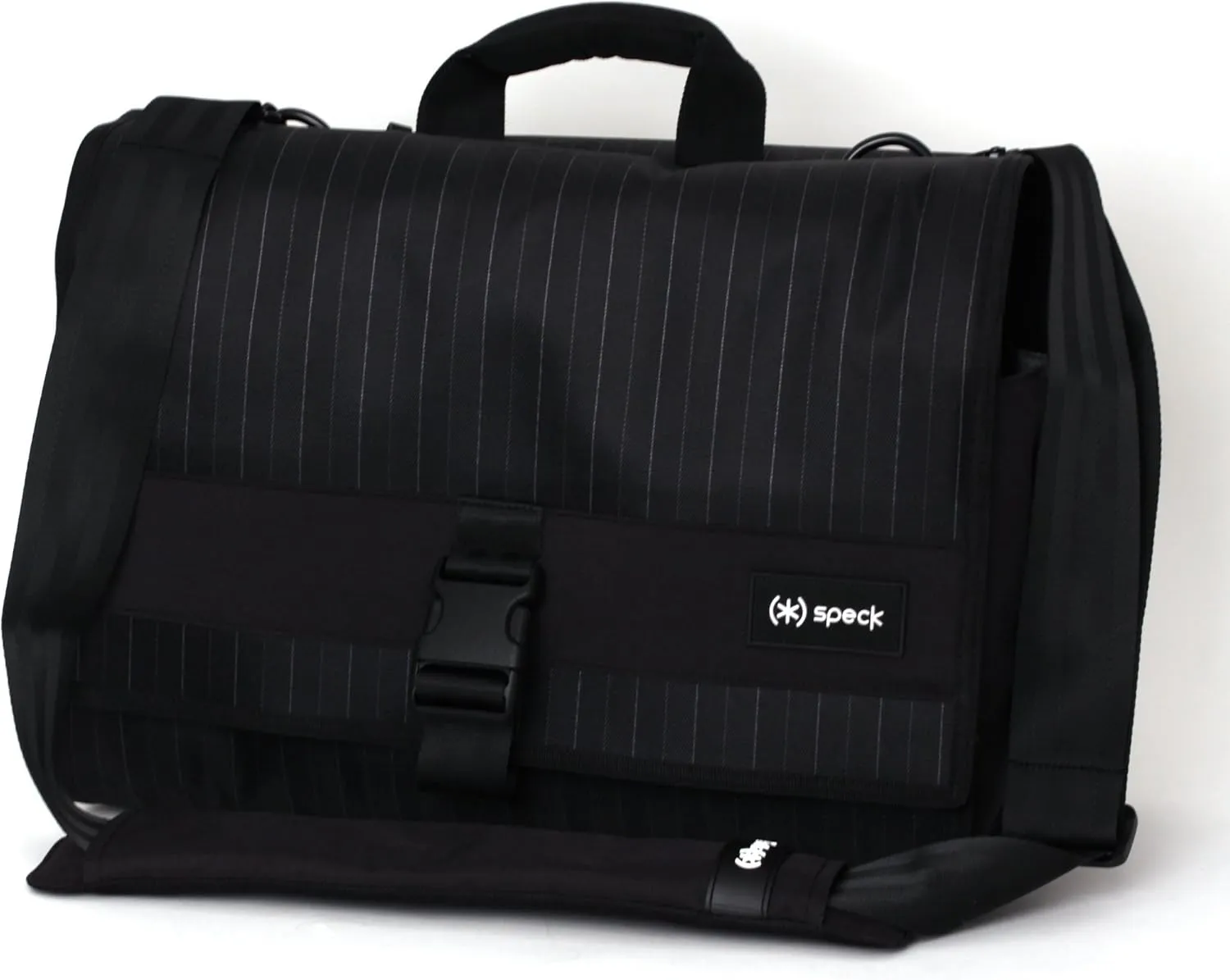Speck Products CorePack Fly Notebook Messenger Bag for Laptops up to 15 Inches in Speakeasy Gray Pinstripe, NBAG-CORE15-PINGRY