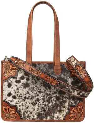 Spotted Calf Hair Collection Conceal Carry Crossbody Tote Brown