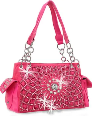 Star Flower Concealed Carry Purse Rhinestone Western Handbag