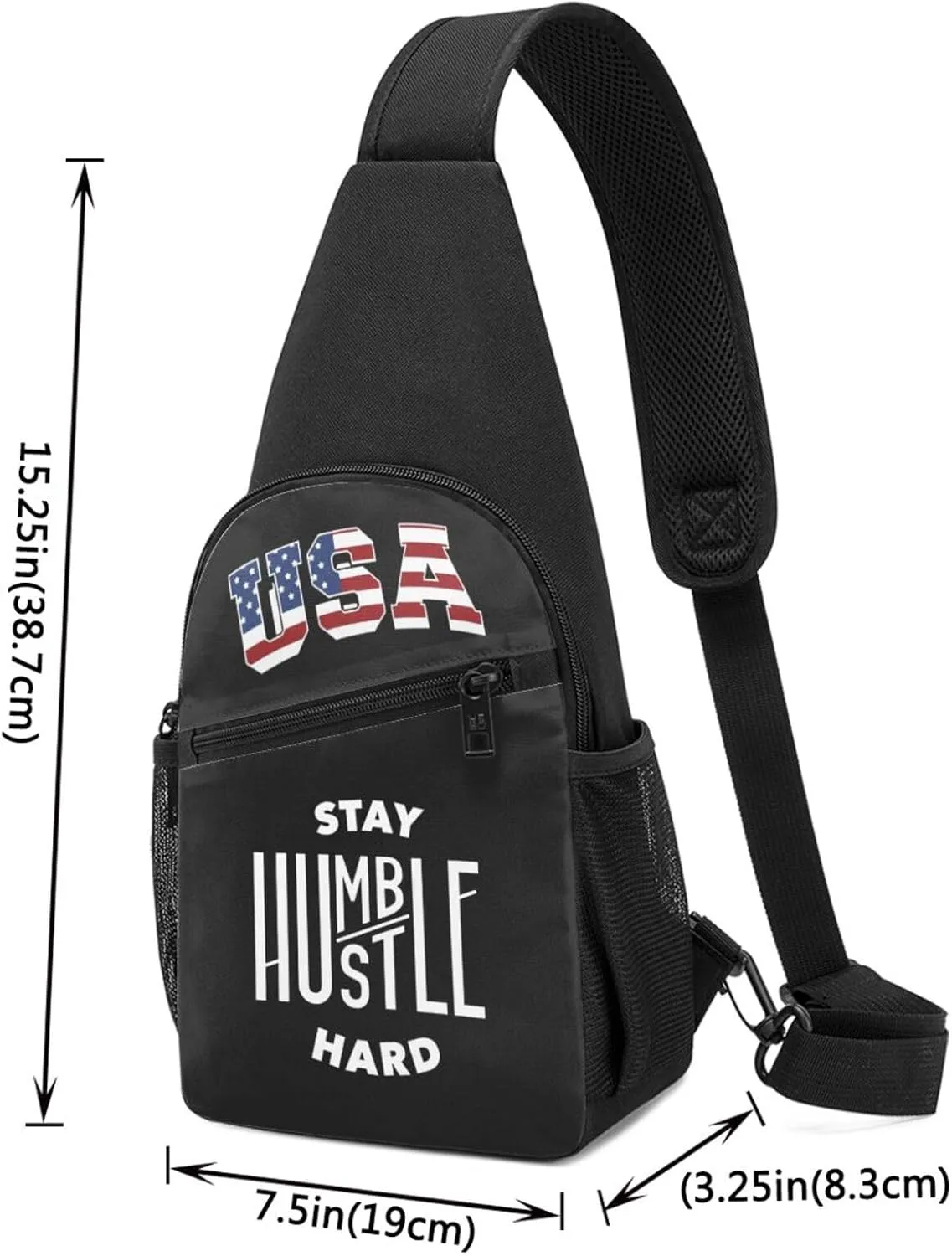 Stay Humble, Hustle Hard,Casual one-shoulder crossbody chest bag, fashionable crossbody chest bag