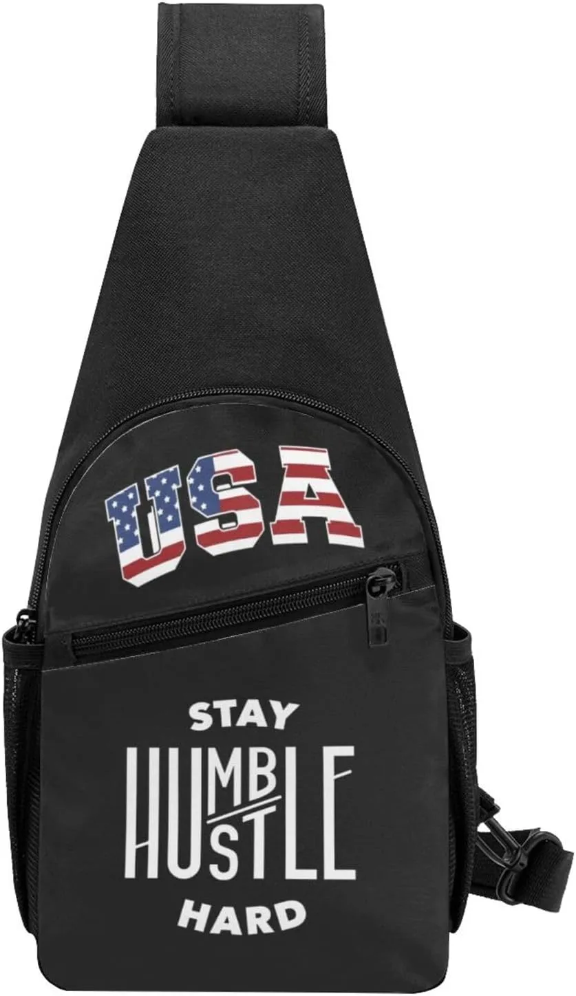 Stay Humble, Hustle Hard,Casual one-shoulder crossbody chest bag, fashionable crossbody chest bag