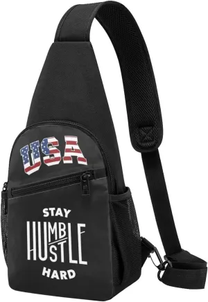 Stay Humble, Hustle Hard,Casual one-shoulder crossbody chest bag, fashionable crossbody chest bag